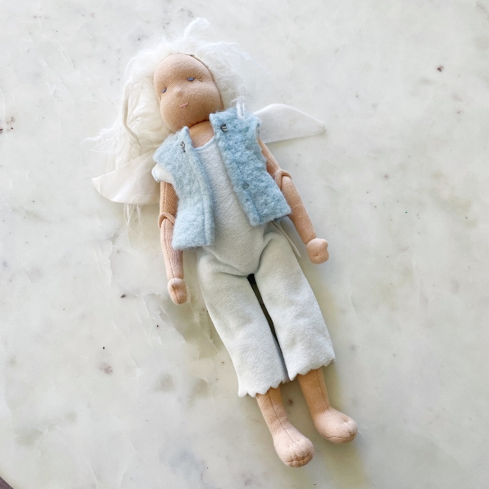 Käthe Kruse Winter Fairy Doll, Vintage German Posable Cloth Doll